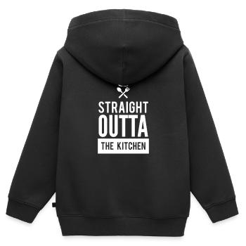 Drôle Cool Straight Outta la cuisine - Sweat Premium à capuche zippé enfant bio - noir - Dos - AI Model Kid Male (0cm)