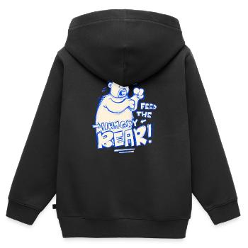 Füttere den hungrigen Bären! - Kinder Premium Organic Zip Hoodie - Schwarz - Hinten - AI Model Kid Male (0cm)