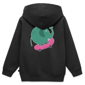Skater elephant - Kids Premium Organic Zip-up Hoodie - black - Back - AI Model Kid Male (0cm)