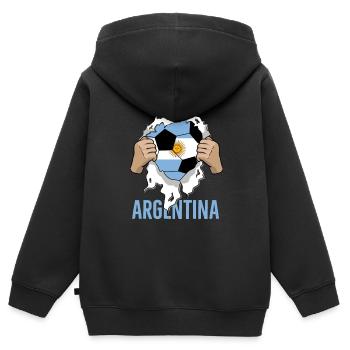 Argentinien Fußball Geschenk Argentina Fan - Kinder Premium Organic Zip Hoodie - Schwarz - Hinten - AI Model Kid Male (0cm)