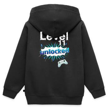 11ème anniversaire - Sweat Premium à capuche zippé enfant bio - noir - Dos - AI Model Kid Male (0cm)