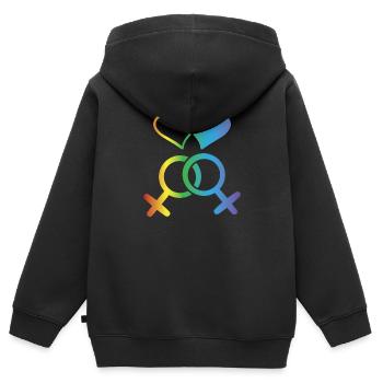 LGBT T-Shirt - Homosexuell - Gay - Lesbisch - CSD - Sweat Premium à capuche zippé enfant bio - noir - Dos - AI Model Kid Male (0cm)