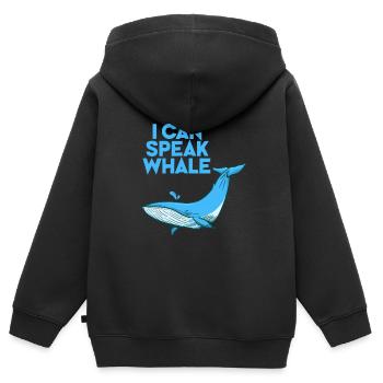 Baleine - parler - animal - créatures de la mer - cadeau - Sweat Premium à capuche zippé enfant bio - noir - Dos - AI Model Kid Male (0cm)