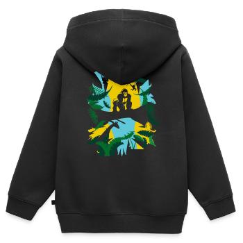 Jungle gorilla - Kids Premium Organic Zip-up Hoodie - black - Back - AI Model Kid Male (0cm)