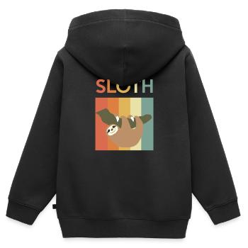 Faultier - Bunt - relaxen - chillen - Geschenk - Kinder Premium Organic Zip Hoodie - Schwarz - Hinten - AI Model Kid Male (0cm)