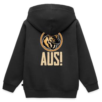 Deutscher Schäferhund-Wachhund heraus - Kinder Premium Organic Zip Hoodie - Schwarz - Hinten - AI Model Kid Male (0cm)