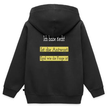 Ich habe immer Recht - Kinder Premium Organic Zip Hoodie - Schwarz - Hinten - AI Model Kid Male (0cm)