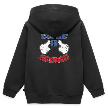Dieser Typ ist im Ruhestand - Kinder Premium Organic Zip Hoodie - Schwarz - Hinten - AI Model Kid Male (0cm)