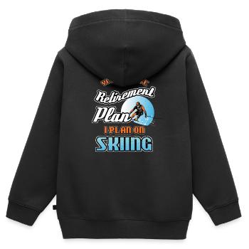 Plan de retraite sur le ski - Sweat Premium à capuche zippé enfant bio - noir - Dos - AI Model Kid Male (0cm)