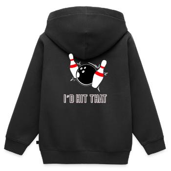 Bowling - spielen - Geschenk - Kegel - Kinder Premium Organic Zip Hoodie - Schwarz - Hinten - AI Model Kid Male (0cm)