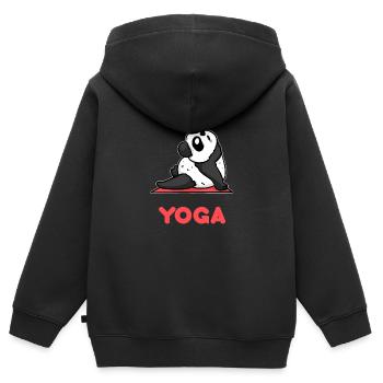 Yoga Panda - relax - relax - sport - Sweat Premium à capuche zippé enfant bio - noir - Dos - AI Model Kid Male (0cm)