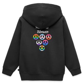 Fierté et tolérance lgbt - Sweat Premium à capuche zippé enfant bio - noir - Dos - AI Model Kid Male (0cm)