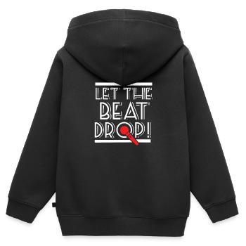Let The Beat Drop - Pour Beatbox & Hip Hop Fans - Sweat Premium à capuche zippé enfant bio - noir - Dos - AI Model Kid Male (0cm)