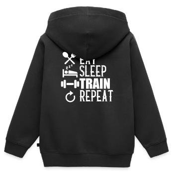 Gym Fitness - Sweat Premium à capuche zippé enfant bio - noir - Dos - AI Model Kid Male (0cm)