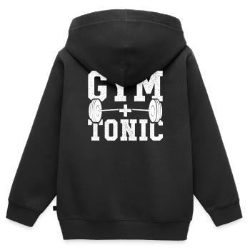 Gym Fitness - Sweat Premium à capuche zippé enfant bio - noir - Dos - AI Model Kid Male (0cm)