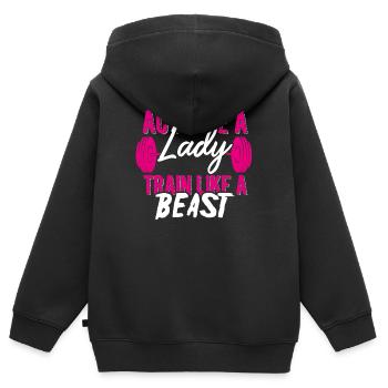 Gym Fitness - Sweat Premium à capuche zippé enfant bio - noir - Dos - AI Model Kid Male (0cm)