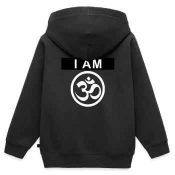 i am om - ich bin spirituell - Kinder Premium Organic Zip Hoodie - Schwarz - Hinten - AI Model Kid Male (0cm)