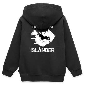 Die mit dem Isländer - Kinder Premium Organic Zip Hoodie - Schwarz - Hinten - AI Model Kid Male (0cm)
