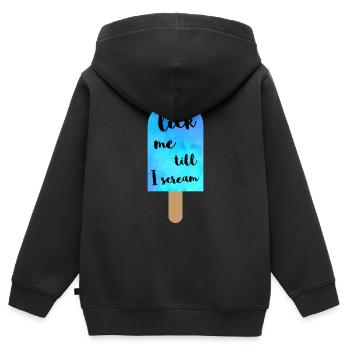 Lèche-moi jusqu'à ce que je crie - été drôle - Sweat Premium à capuche zippé enfant bio - noir - Dos - AI Model Kid Male (0cm)