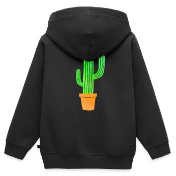 Watercolor Art Cactus - Kinder Premium Organic Zip Hoodie - Schwarz - Hinten - AI Model Kid Male (0cm)