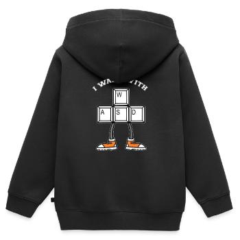 Je marche avec WASD - Marcher - Courir - Sweat Premium à capuche zippé enfant bio - noir - Dos - AI Model Kid Male (0cm)