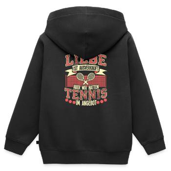 Liebe Ist Ausverkauft Tennis Ist Im Angebot - Kinder Premium Organic Zip Hoodie - Schwarz - Hinten - AI Model Kid Male (0cm)