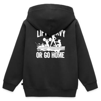 Fitness Gym - Kinder Premium Organic Zip Hoodie - Schwarz - Hinten - AI Model Kid Male (0cm)