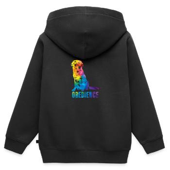 T-Shirt Retriever Obedience - Sweat Premium à capuche zippé enfant bio - noir - Dos - AI Model Kid Male (0cm)
