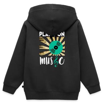 T-shirt il jeu avec de la musique ! - Sweat Premium à capuche zippé enfant bio - noir - Dos - AI Model Kid Male (0cm)
