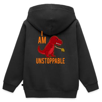 T-Rex Je ne m'arrête pas Drôle - Sweat Premium à capuche zippé enfant bio - noir - Dos - AI Model Kid Male (0cm)