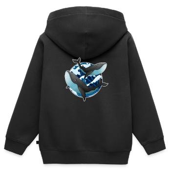 Wale - Kinder Premium Organic Zip Hoodie - Schwarz - Hinten - AI Model Kid Male (0cm)