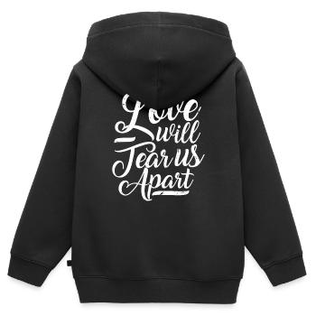 L'amour veut nous déchirer, la typographie - Sweat Premium à capuche zippé enfant bio - noir - Dos - AI Model Kid Male (0cm)