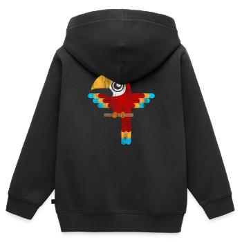 Parrot Shirt cadeau T-shirt oiseau tropical - Sweat Premium à capuche zippé enfant bio - noir - Dos - AI Model Kid Male (0cm)