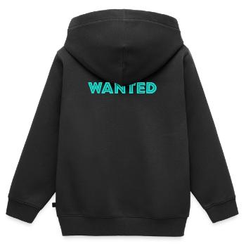 Wanted, gewollt, gefragt, gesucht - Kinder Premium Organic Zip Hoodie - Schwarz - Hinten - AI Model Kid Male (0cm)