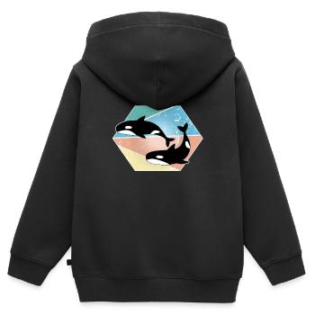 Baleine - Sweat Premium à capuche zippé enfant bio - noir - Dos - AI Model Kid Male (0cm)