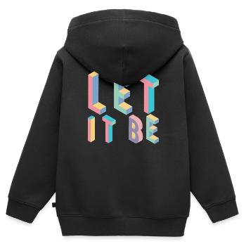 Lett it be, typographie - Sweat Premium à capuche zippé enfant bio - noir - Dos - AI Model Kid Male (0cm)
