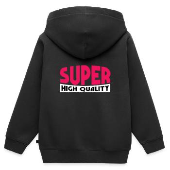 Super gute qualität cooles Geschenk - Kinder Premium Organic Zip Hoodie - Schwarz - Hinten - AI Model Kid Male (0cm)