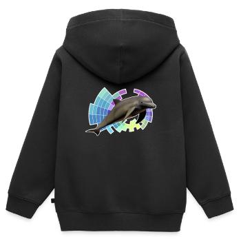 Delfin - Kinder Premium Organic Zip Hoodie - Schwarz - Hinten - AI Model Kid Male (0cm)