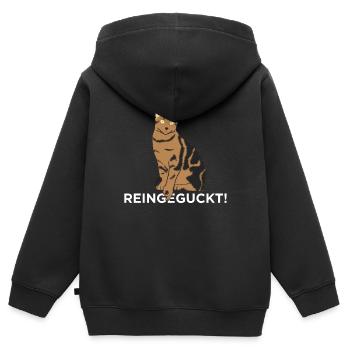 Regarde à l’intérieur - chat - Sweat Premium à capuche zippé enfant bio - noir - Dos - AI Model Kid Male (0cm)