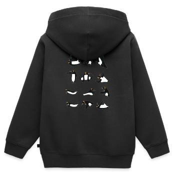 Penguins doing Yoga - Sweat Premium à capuche zippé enfant bio - noir - Dos - AI Model Kid Male (0cm)