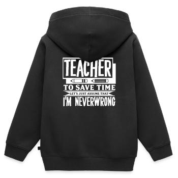 professeur - Sweat Premium à capuche zippé enfant bio - noir - Dos - AI Model Kid Male (0cm)