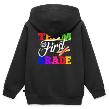 Équipe 1er 1er Grade Retour à l'école - Sweat Premium à capuche zippé enfant bio - noir - Dos - AI Model Kid Male (0cm)
