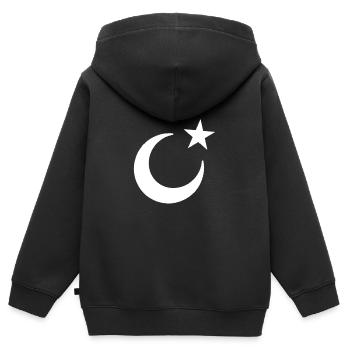 Türkei - Kinder Premium Organic Zip Hoodie - Schwarz - Hinten - AI Model Kid Male (0cm)