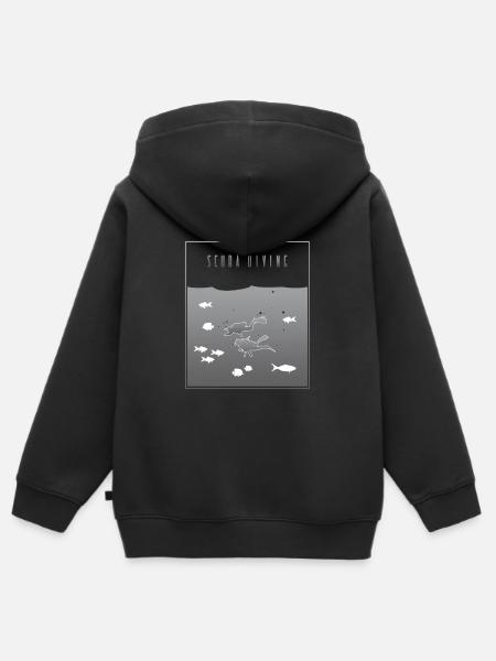 Scuba Diving Gray - Kids Premium Organic Zip-up Hoodie - black