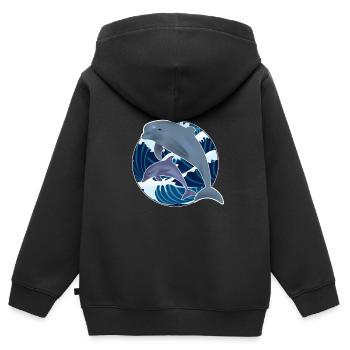 Delfin - Kinder Premium Organic Zip Hoodie - Schwarz - Hinten - AI Model Kid Male (0cm)