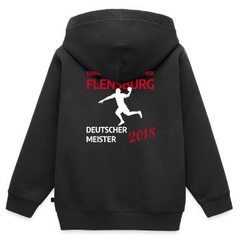 Flensburg Handball Deutscher Meister 2018 - Kinder Premium Organic Zip Hoodie - Schwarz - Hinten - AI Model Kid Male (0cm)