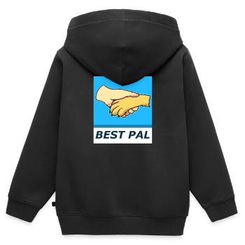 Meilleur ami - humain - chien - Sweat Premium à capuche zippé enfant bio - noir - Dos - AI Model Kid Male (0cm)
