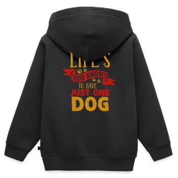 chien - Sweat Premium à capuche zippé enfant bio - noir - Dos - AI Model Kid Male (0cm)
