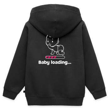 Bébé enceinte bébé ventre grossesse Parents - Sweat Premium à capuche zippé enfant bio - noir - Dos - AI Model Kid Male (0cm)