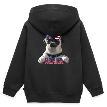 'Merica Mops - cadeau de chien amer - Sweat Premium à capuche zippé enfant bio - noir - Dos - AI Model Kid Male (0cm)